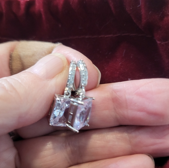 STERLING SILVER CRYSTAL DANGLE EARRINGS - Picture 9 of 14